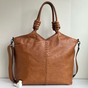 MILO Janine Leather Satchel Crossbody In Caramel